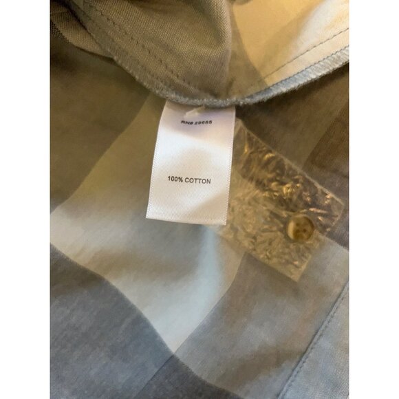 Pendleton Womens Dress 12 Gray Blue Gingham Plaid Linen Blend Button Front Midi - Picture 6 of 10